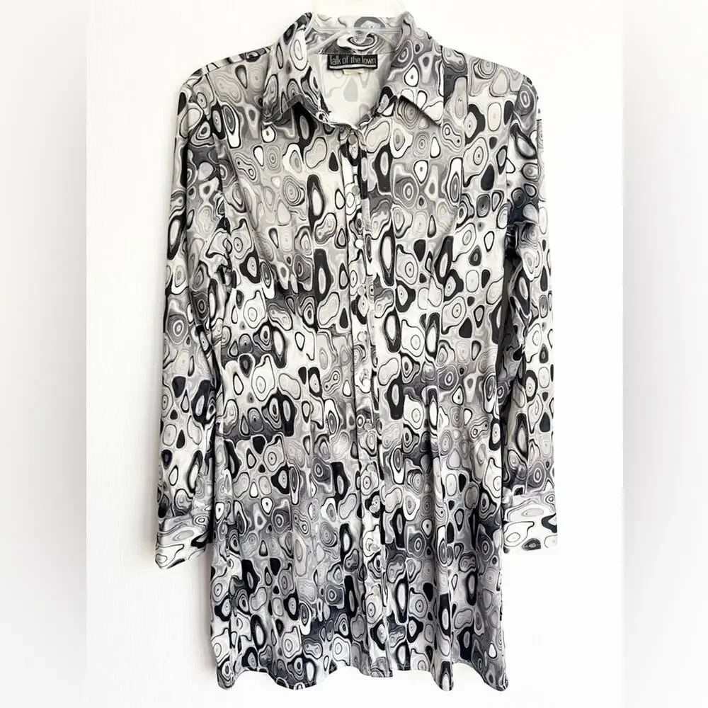Vintage 1970s Mini Dress Button Down Psychedelic - Picture 1 of 9